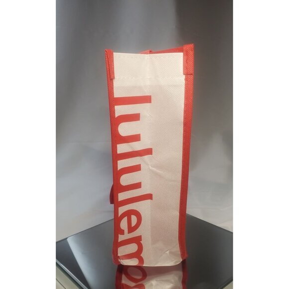 Lululemon Reusable Tote Shopping Bag Large Red White Logo Straps - Picture 3 of 8